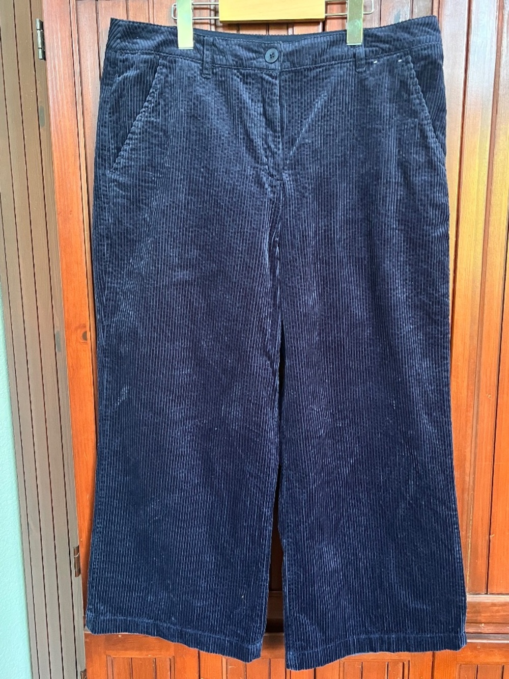 Seasalt Cornwall Asphodel Navy Blue Crop Wide Leg Corduroy Pants Size 10 - Picture 2 of 9